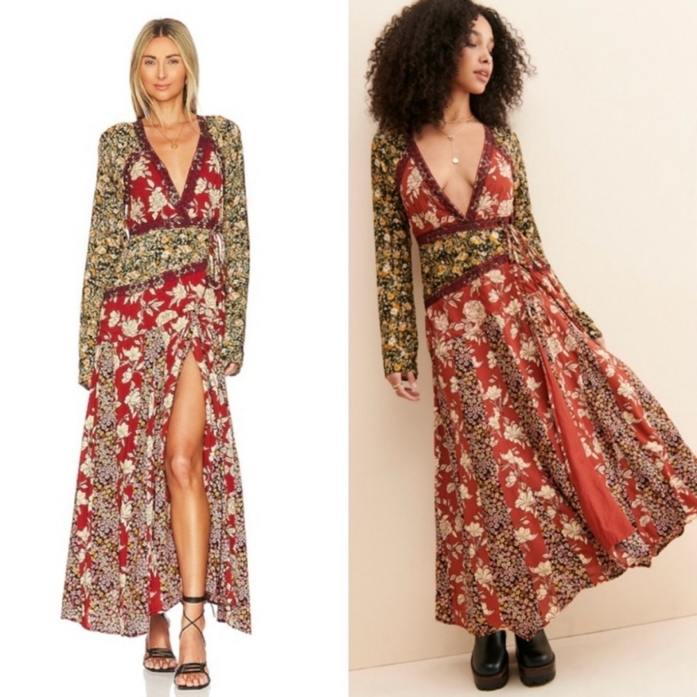 Free People Tilda Mixed Floral Wrap Maxi Dress